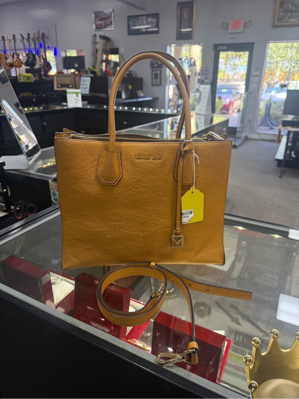 Michael Kors Pebbled Leather Satchel with Crossbody Strap